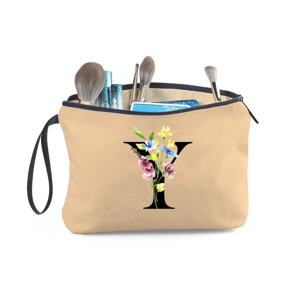 Appreciation Initial Monogram Gifts for Sisters from Sister Employees Team Bride Womens Unique Mom Personalized Makeup Cosmetic Bag with Mirror Mothers Day Christmas Graduation Y