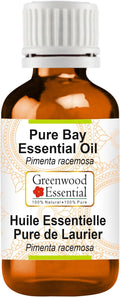 Greenwood Essential Bay Essential Oil (Pimenta racemosa) Pure | Non-Sticky | Non-Greasy | Lightweight | Men & Women | All Skin Types | Steam Distilled 15ml (0.50 oz)