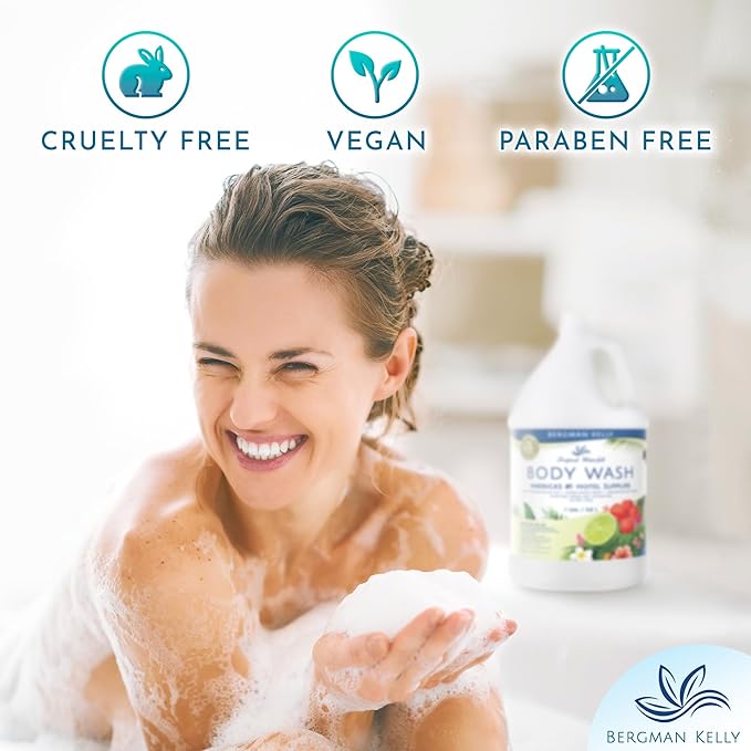 BERGMAN KELLY Refill Gallon Size Body Wash (128 fl oz, Tropical Waterfall Scent), Delight Your Guests with an Invigorating and Refreshing Body Wash, Quality Guest Hotel Toiletries in Bulk, F. 1 Pack