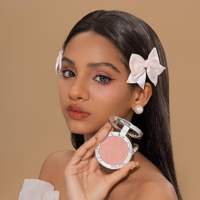 Flower Knows Swan Ballet Embossed Blush,Warm Peachy Pink Matte Powder Blush for Cheeks,Buildable & Blendable Face Makeup,Soft Long-Lasting Cute Make Up for Women & Girls,0.17 Oz(05 Dreamy Season)
