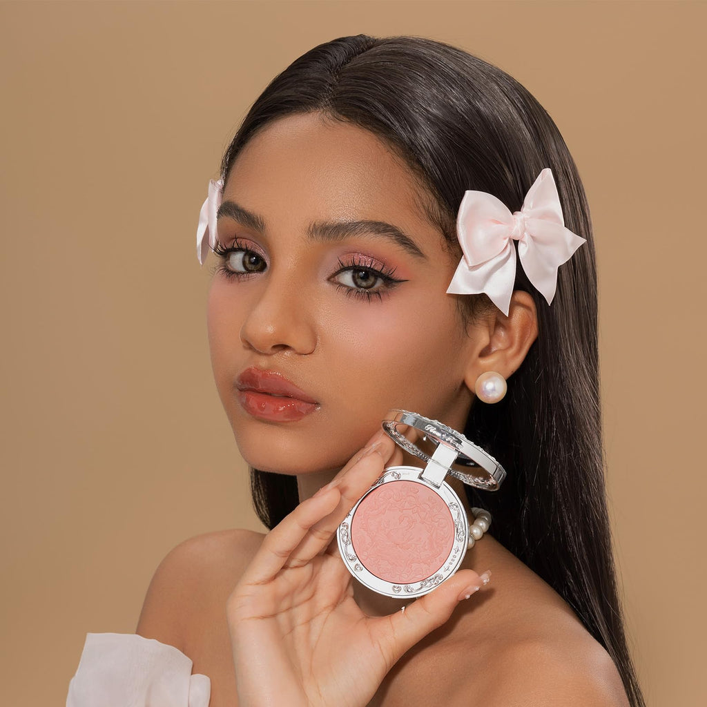 Flower Knows Swan Ballet Embossed Blush,Warm Peachy Pink Matte Powder Blush for Cheeks,Buildable & Blendable Face Makeup,Soft Long-Lasting Cute Make Up for Women & Girls,0.17 Oz(05 Dreamy Season)