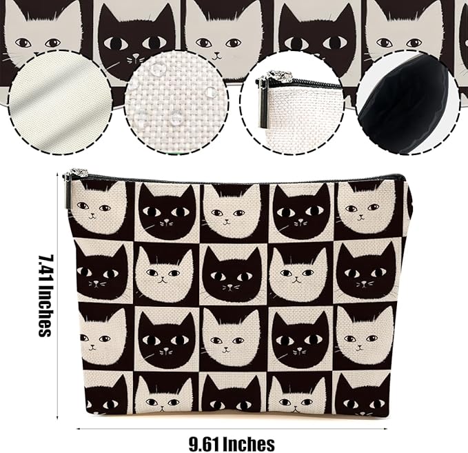 DHKG Cat Makeup Bag Cat Gifts Cosmetic Bag Cat Lover Gifts for Women Girls Best Friends Aunt Mom Cat Themed Gifts Cat Stuff Travel Organizer Zipper Pouch Graduation Birthday Friendship Gifts