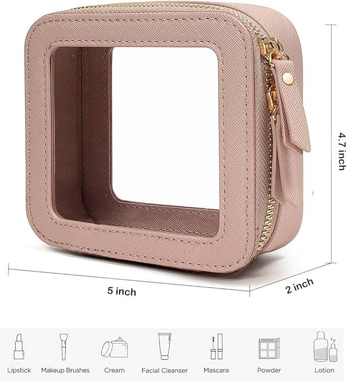 FFpaw Clear Makeup Bag, Small Makeup Bag TSA Approved Toiletry Bag Cosmetic Travel Bag Cute Makeup Bag Organizer Makeup Case Pouch Car Essentials for Women Men