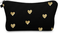 Aiphamy Cute Travel Makeup Bag Cosmetic Bag Small Pouch Gift for Women (Brushed Gold Heart)