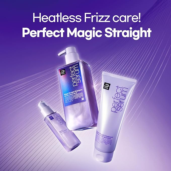Mise En Scene Magic Straight Serum and Treatment - Hair Taming Oil for Frizzy | Heat Protectant | Straightening Fixing | Humidity Hair Products | Coconut Oil | Sleek and Shine | Bergamot Scent