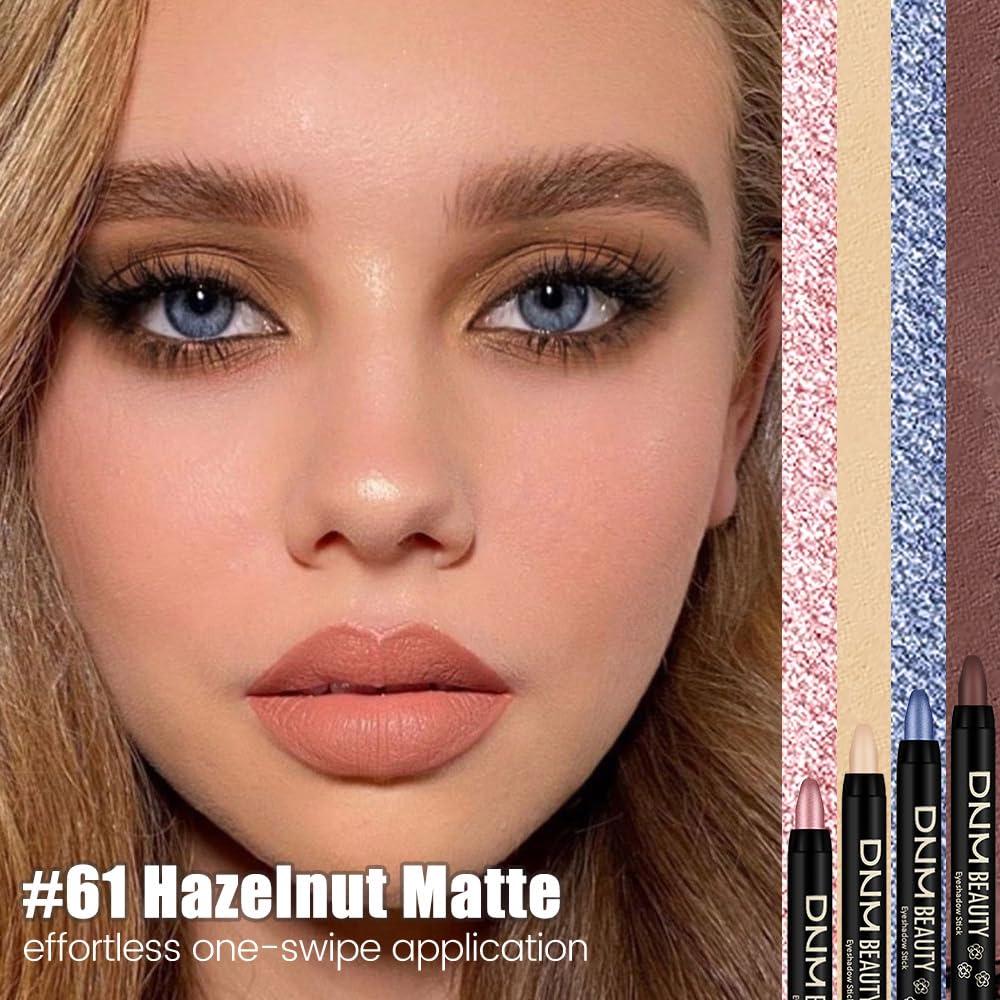IATMOMOD Nude Brown Matte Cream Eye Shadow Stick Makeup for Women, Nude Brown Matte Eyeliner Pencil Eyeshadow Brightener Stick for Eyes, Waterproof Eyeshadow Applicator Blendable sombras para ojos 61#