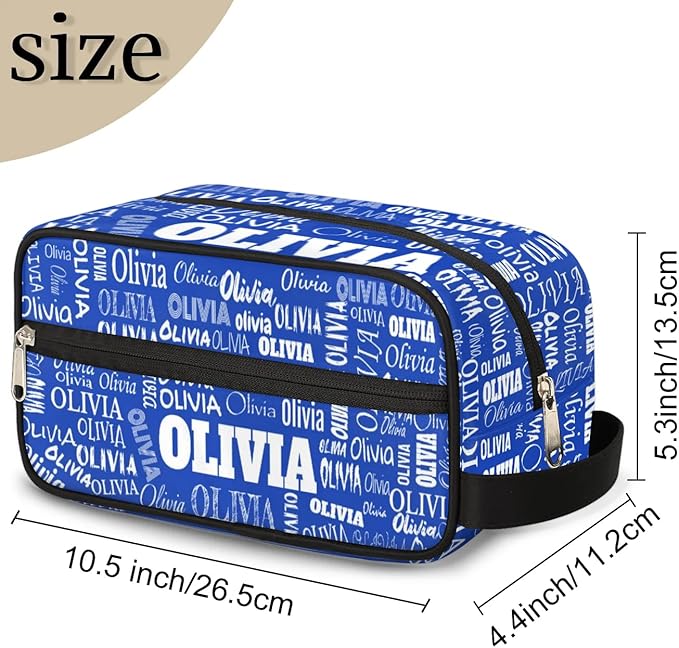 KFNHN Personalized Name Makeup Bag, Custom Women Cosmetic Bag Royal Blue
