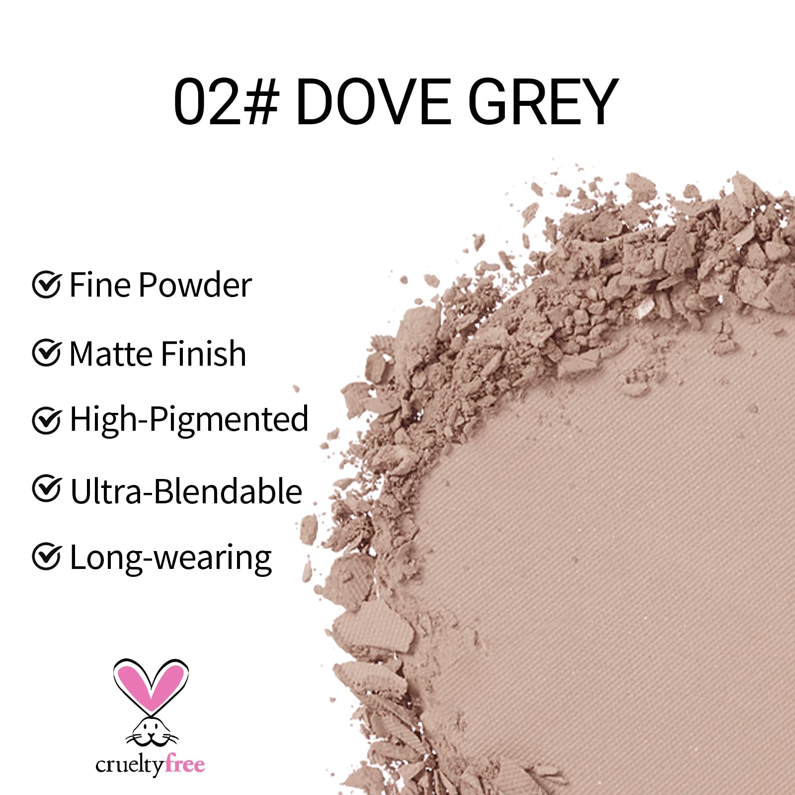 Erinde Single Beige Gray Matte Eyeshadow Palette, Natural Eye Shadow Makeup for Older Women, Neutral Nudes High Pigment Mini Monochrome Eyeshadow Sombra Para Ojos, Vegan & Cruelty-Free, C02 Dove Grey