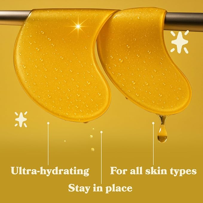 LE GUSHE Gold Under Eye Patches for Puffy Eyes and Dark Circles (10 Pairs) - Hydrating Collagen Under Eye Masks with Snail Mucin - Soothing Puffy Eyes Treatment for Women & Men - Bridesmaid Gifts