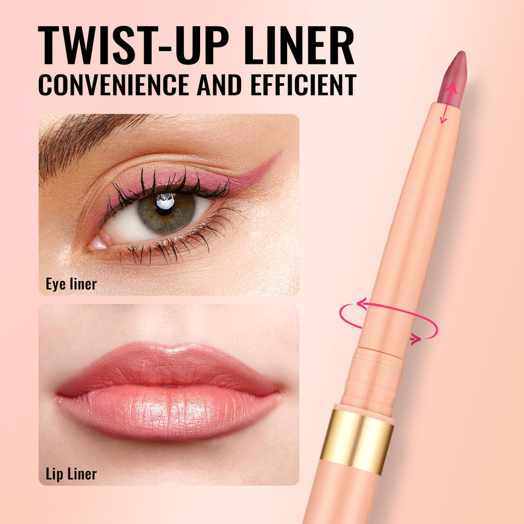 Oulac Waterproof Lipliner Pencil - Smooth and Creamy, Retractable Lip Makeup for Precision Application, Vegan & Cruelty-Free, LL01 Dusty Rose