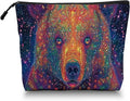 Scribesense Cosmetic Bags Travel Makeup Toilet Case Waterproof Pouch for Women Girls 6.7X9.45inches - Psychedelic Cosmic Bear