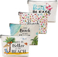 4 PCs Beach Vacation Makeup Bag, Beach Gifts, Cruise Gifts Cosmetic Bag