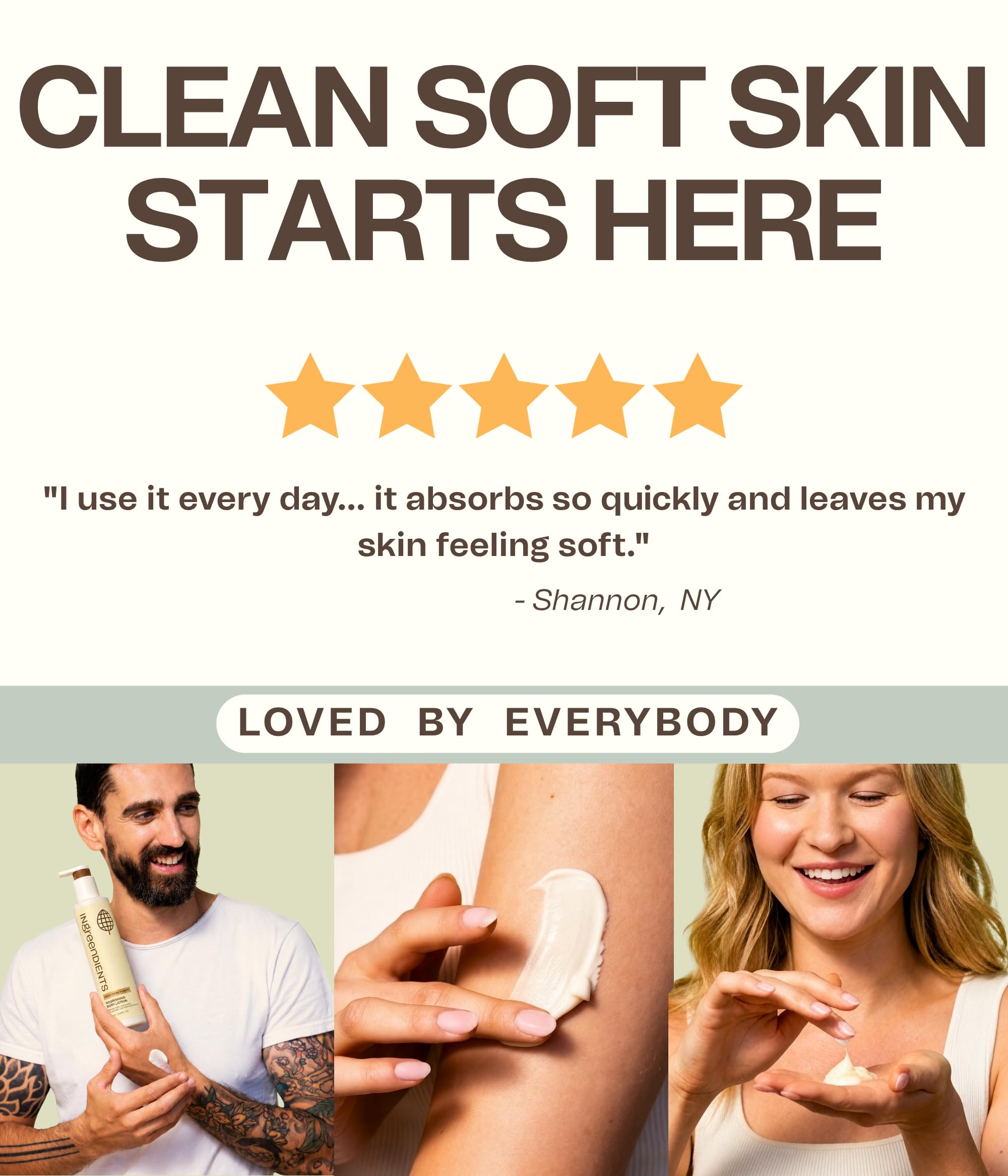 Ingreendients Hand & Body Lotion With Organic Cocoa Butter & Shea Butter - With Ceramides, Moisturizes and Rejuvenates Skin, Natural, Non Toxic, Vegan