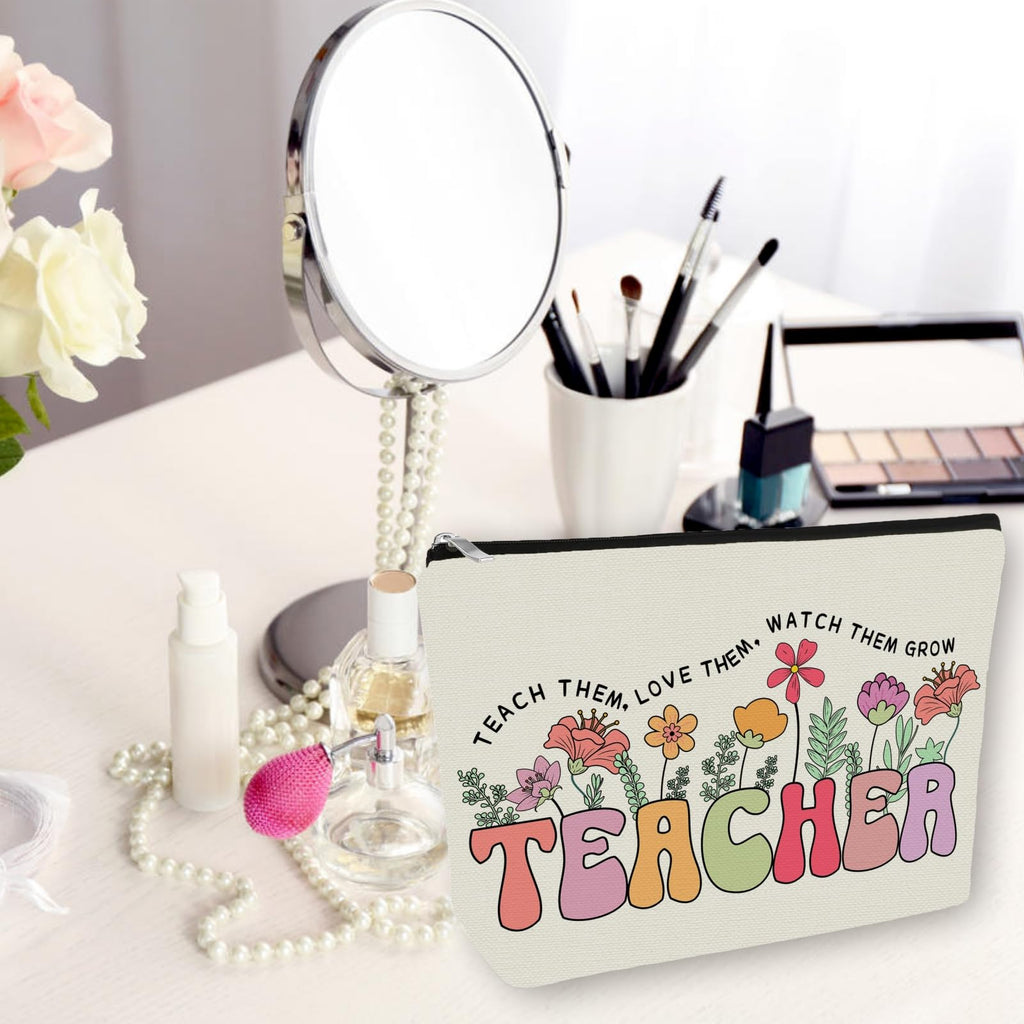 Teacher Appreciation Gifts Makeup Bag for Women & Girls, Teach Them Pouch