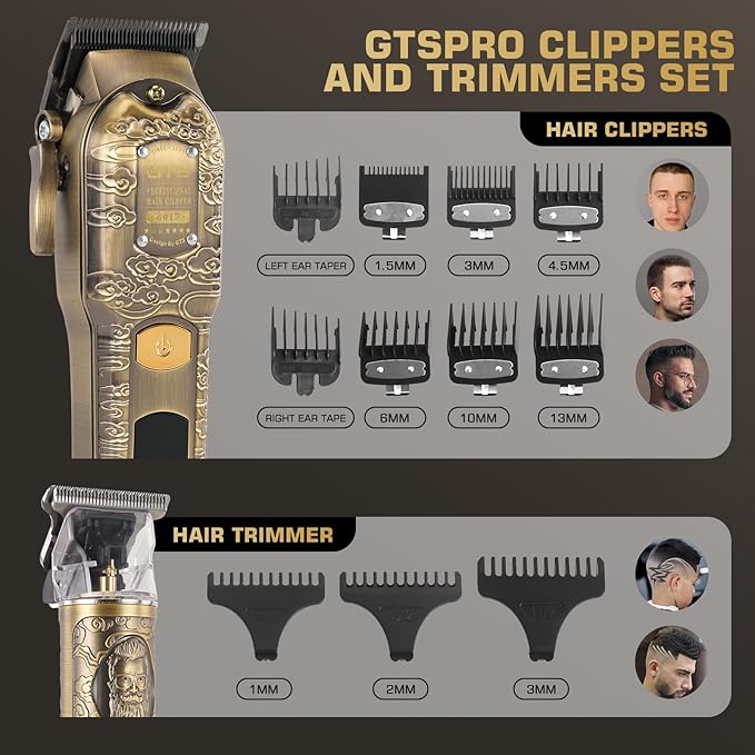GTSPROProfessional Hair Clippers for Men – Cordless Barber Clippers with LCD Display, Precision Trimmer & Travel Case – Gifts for Men Husband Father