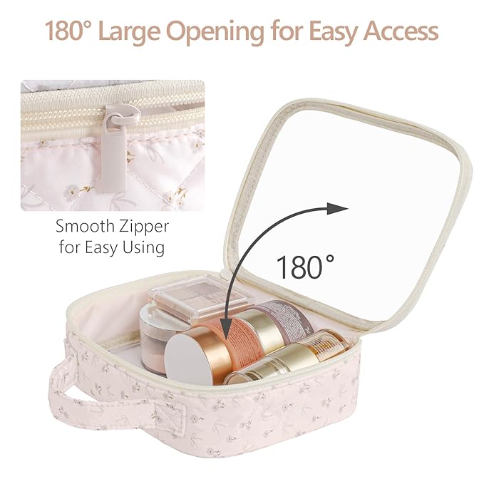 PACKISM Clear Makeup Bag - TSA Approved Toiletry Bag, 2 Pink Ditsy Floral