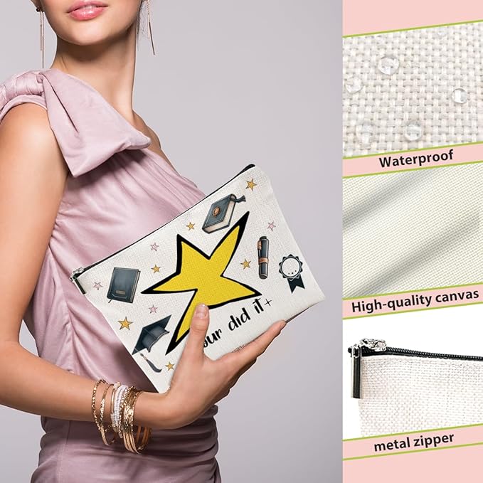 BQXH Graduation Gifts Makeup Bag Cosmetic Bag, Senior Night Gifts Congrats Grad Travel Organizer Zipper Pouch Graduation Gift for Women Doctorate PHD Master Degree Female Her College Senior