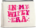 UPNEGE Wifey Makeup Bag Engagement Gifts for Women, Bridal Shower Wedding Bachelorette Party Gifts for Wife Bride, In My Wifey Era Cosmetic Bag Gift