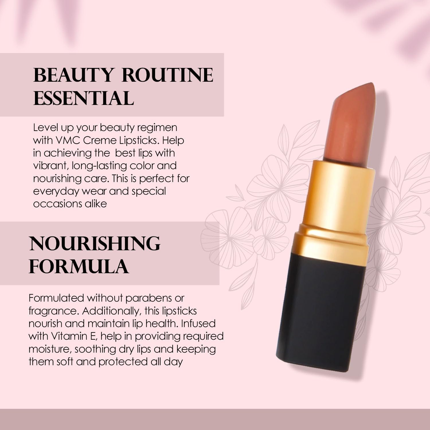 Vera Moore Creme Lipstick, Long Lasting, Lightweight, Moisturizing Opaque Color with Staying Power, Fragrance, and Paraben Free Cosmetics Soft Lipstick (Tasty)