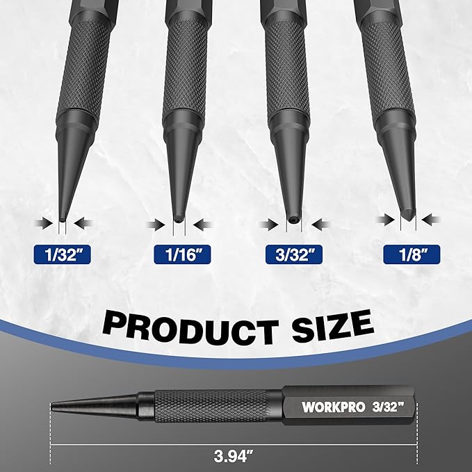WORKPRO 4-Piece Nail Punch and Center Punch Set
