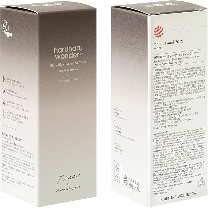haruharu Black Rice Hyaluronic Toner for Sensitive Skin, 5.1 fl.oz, Vegan