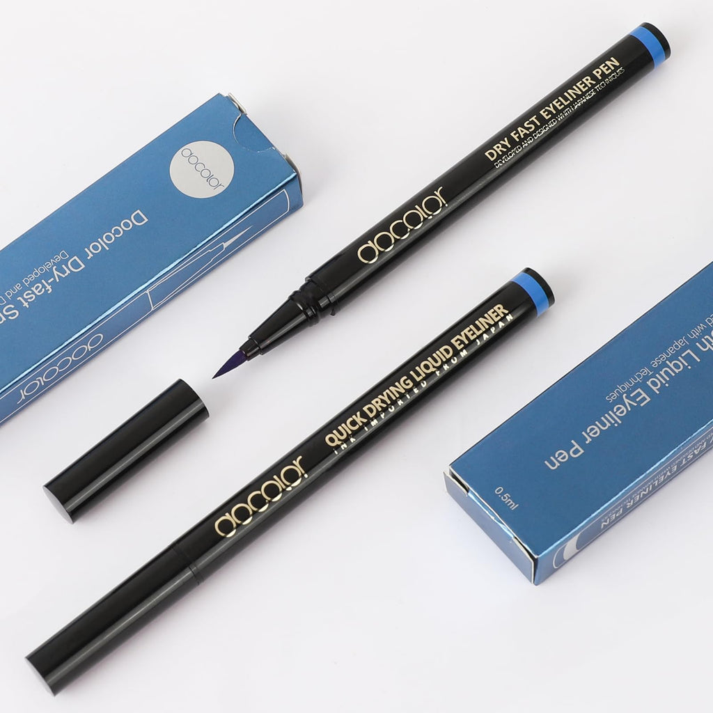 docolor Waterproof Eyeliner Pen Super Slim Liquid Precise All Day Eye Liner Gel Blue
