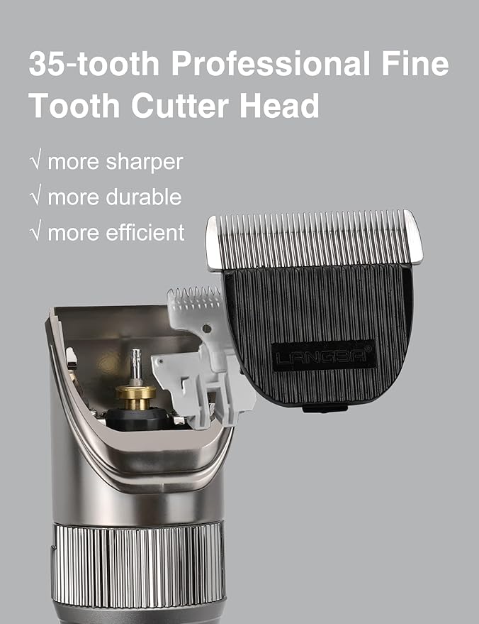 Hansprou Dog Grooming Clippers High Power Dog Clipper for Thick Heavy Coats Low Noise Plug-in Pet Trimmer Pet Professional Grooming Clippers with Guard Combs Brush for Dogs Cats and Other Animals