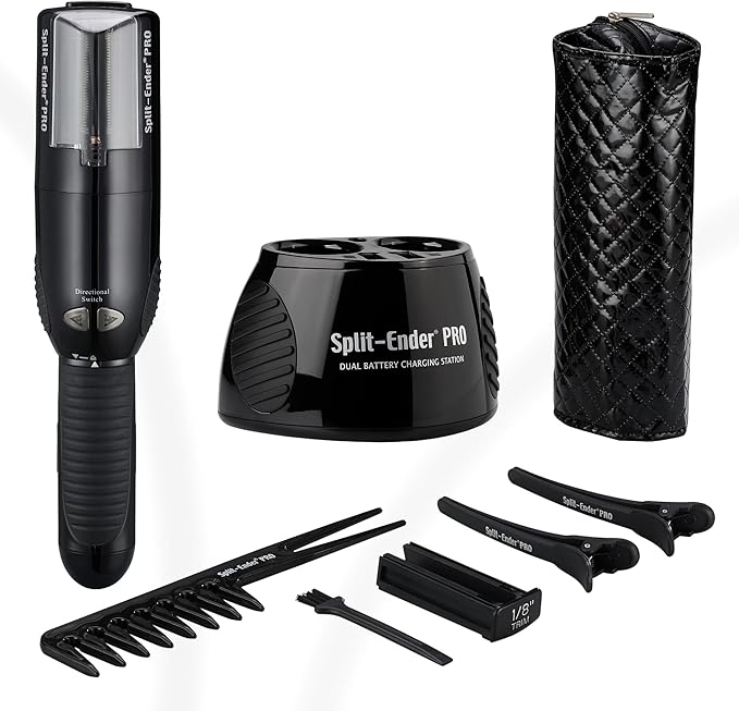 Split-Ender PRO - Professional Hair Trimmer with Charging Station, Automatic Split End Remover for Frizzy, Dry, Damaged, Colored, Broken, Curly, Straight or Bleached Hair Types, Hair Styling Tool