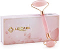 LeiCare Jade Roller for Face - Rose Quartz Face Roller Skin Care - Stone Facial Roller, Face Massager for Women, Relieve Stress, Remove Wrinkles Eye Puffiness