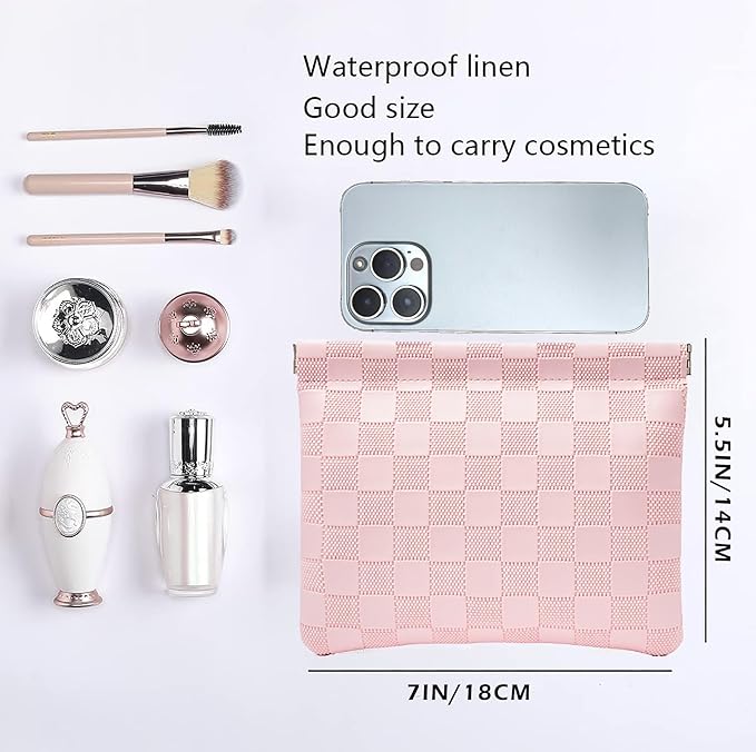 HIGH FIT Faux leather Pocket Cosmetic Bag for Purse,Coin Purse Lipstick Cosmetic Accessories Organizer, Travel Kit Storage Pouch,Waterproof Portable No Zipper Self-closing