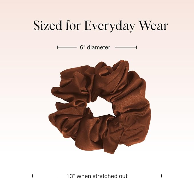 Kitsch Recycled Satin Oversized Scrunchies - Camel & Cream, 2pcs