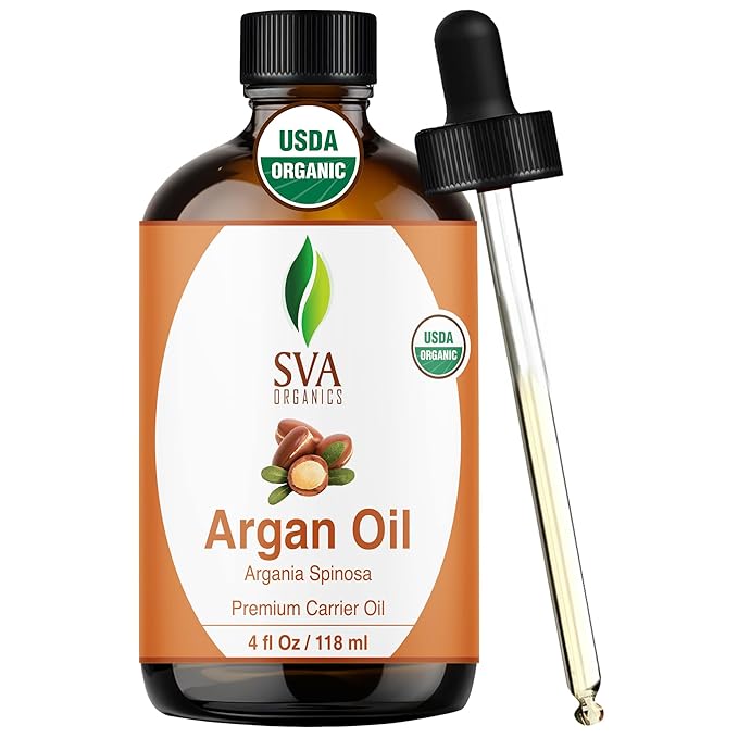 SVA Organic Argan Carrier Oil, Glass Bottle with Dropper, 4 Fl Oz (118 ml)