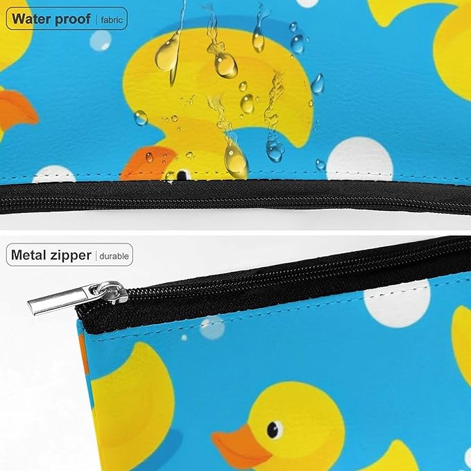 Meaudiwes Women's Toiletry Bag, Travel Cosmetic Bag, Large Makeup Case, Yellow Rubber Duck Personality Fashion Zipper Cosmetic Case