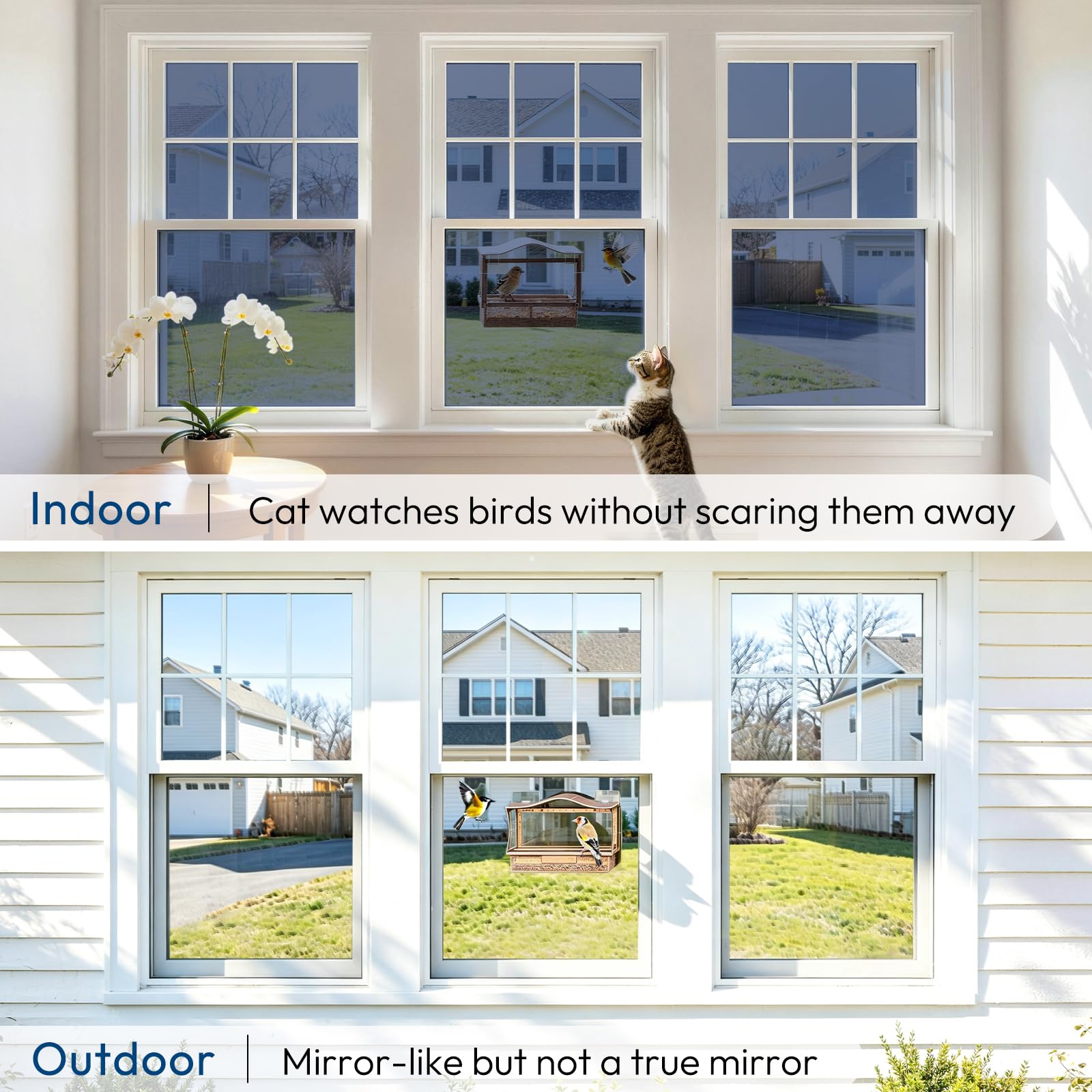 rabbitgoo Window Privacy Film One Way, 29.5" x 78.7", Blue Silver