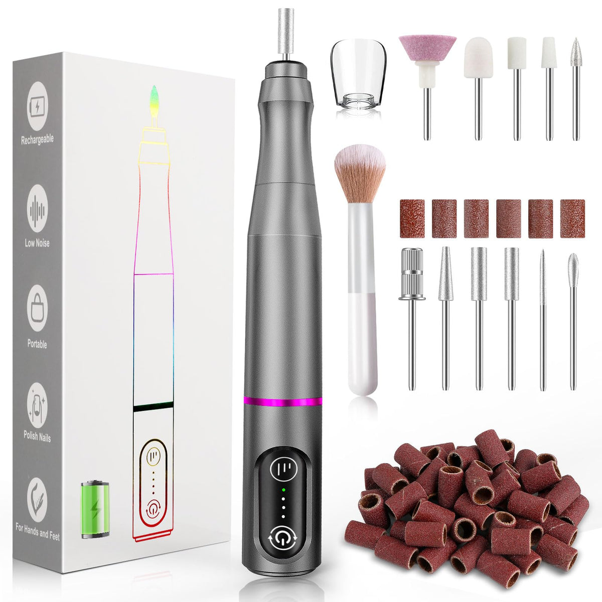 TUOBEO Cordless Nail Drill Electric Nail File Kit, Rechargeable Efile Set