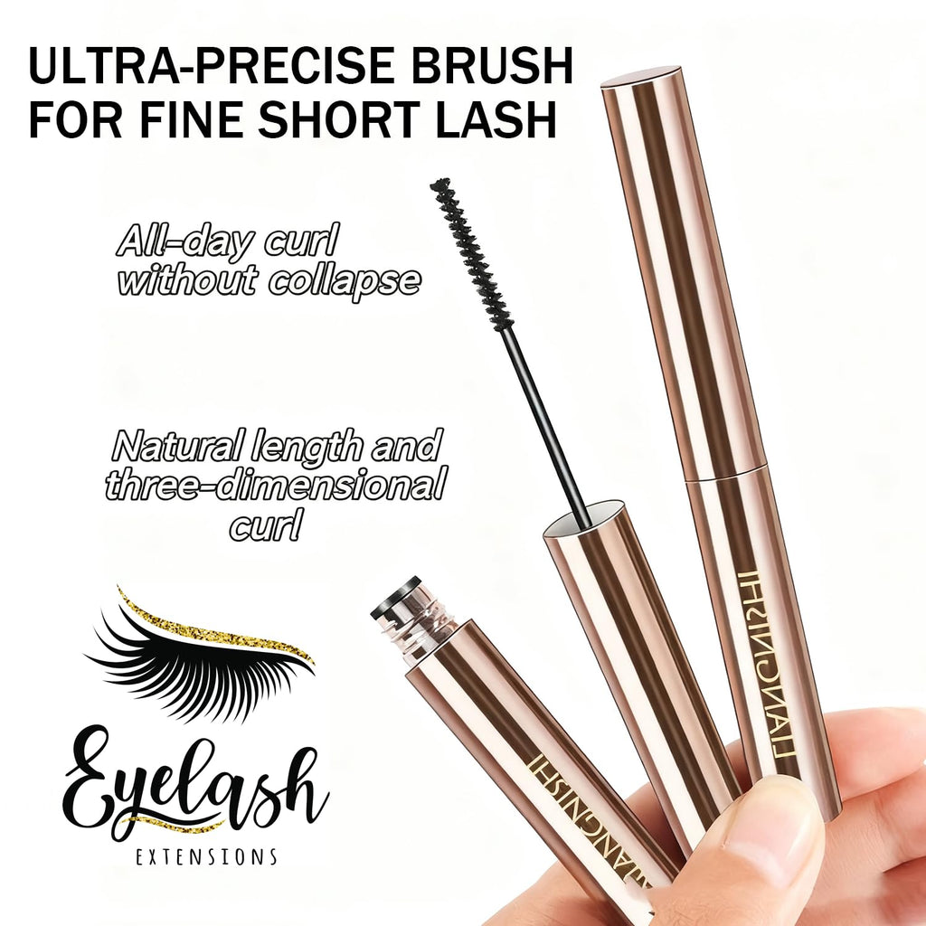 Ultra-Slim Brush Tubing Mascara for Mature Lashes – Waterproof Volume + Length for Fine Short Lower Lashes, Hypoallergenic Smudge-Proof Formula, Older Women Sensitive Eyes Friendly (Black)