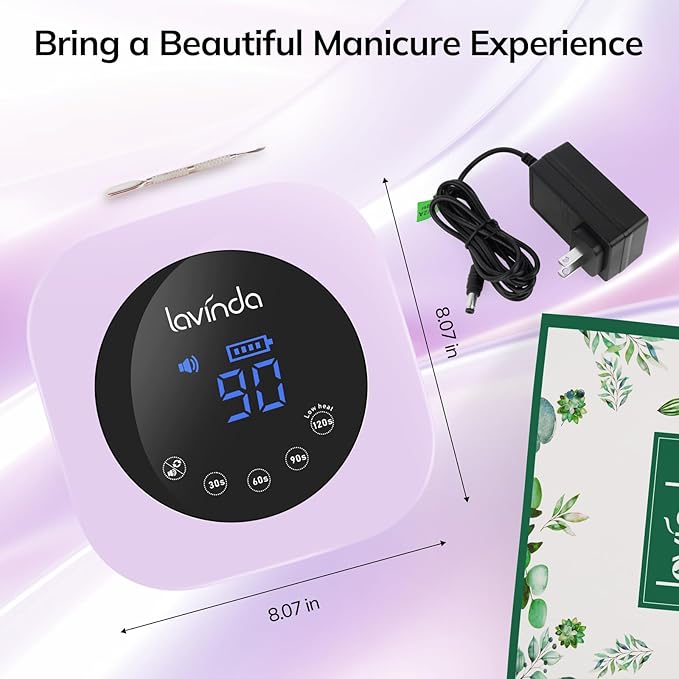 Lavinda LED Nail Lamp Rechargeable UV Light for Gel Nails Macaron Purple