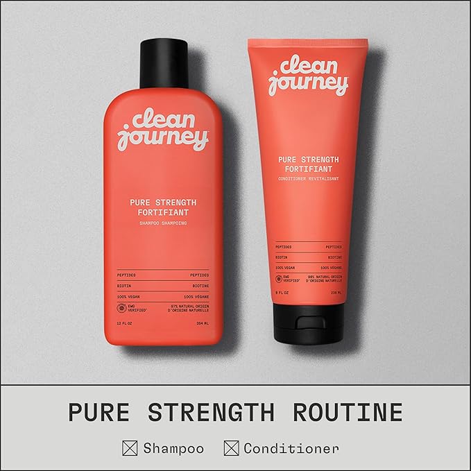 Pure Strength Hair Conditioner, EWG Verified, Infused with Peptides and Biotin, For Fragile and Damaged Hair, Clean Ingredients, Vegan, Vanilla Scent, 8 Fl Oz