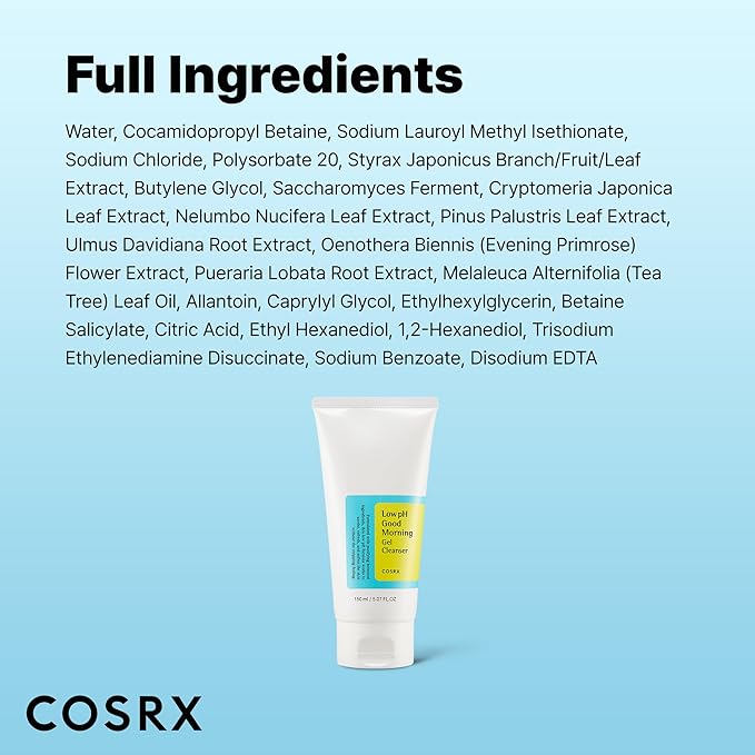 COSRX Low pH Good Morning Gel Face Cleanser, Gentle Face Wash, 5.07 fl oz