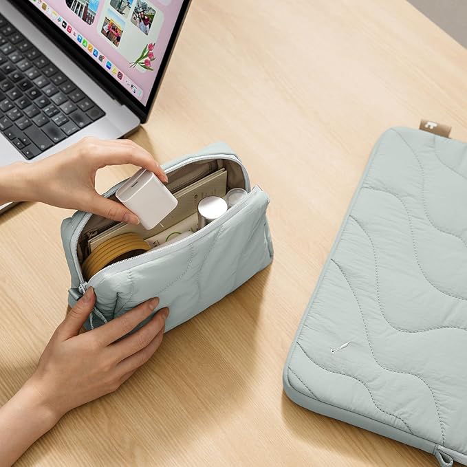 tomtoc Electronics Organizer Travel Case, Soft Puffy Accessory Tech Case