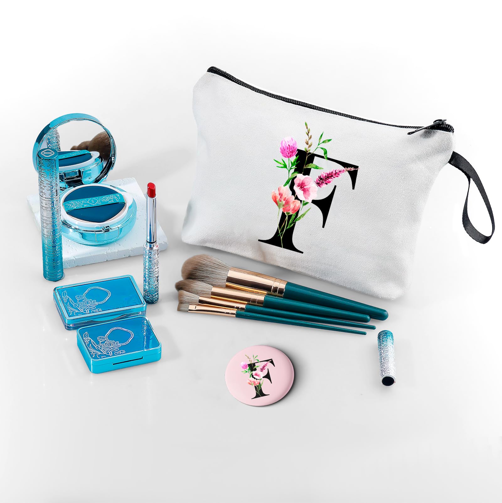 Birthday Friendship Womens Bridesmaid Proposal Coolest Gifts for Sister Teacher Coworkers Bride Personalized Travel Makeup Cosmetic Bag with Mirror Valentines Mothers Day Christmas Graduation F