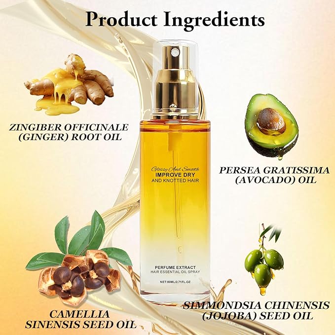 FlowFish Hair Treatment Oil, Clear Hair Oil Spray Improve Dry and Frizzy Hair, Curly Hair, Detangling, Styling and Moisturizing - for Women & Men Daily Care