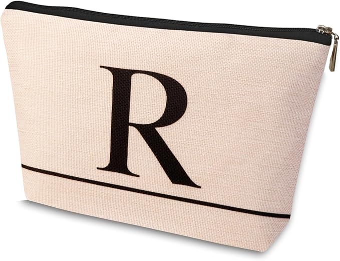 HDYHDY Letter A-Z Initial Personalized Makeup Bags, Birthday Gifts for Women, Monogrammed Gifts for Women Mom Sister Best Friend Bride Bridesmaid, Mothers Day, Christmas, Small Travel Cosmetic Bag (R)