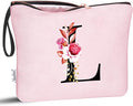 Vavabox A-Z Personalized Makeup Bag, Birthday Gifts for Women Mom, Gifts for Best Friend, Bride Bridesmaid Cosmetic bag (L, 06-Pink)
