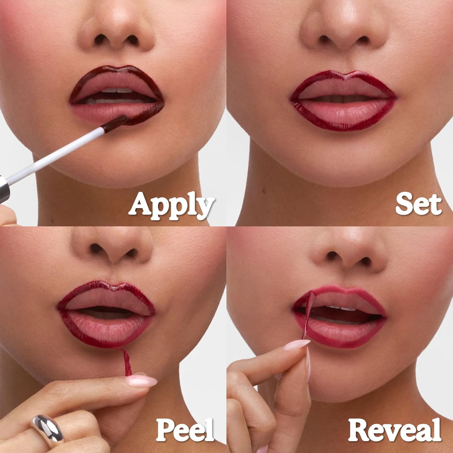 Sacheu Lip Liner STAY-N Peel Off Lip Stain Set, Deep Bundle, 3-Pack