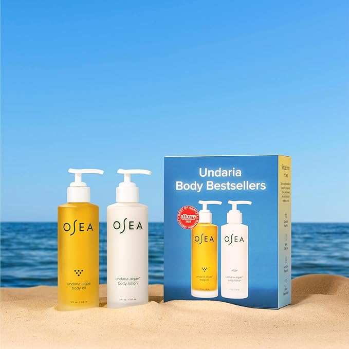 OSEA Undaria Body Bestsellers Full Size Set – Limited Edition Holiday Bundle - Includes Undaria Algae™ Body Oil 5oz & Undaria Algae™ Body Lotion 5oz – Hydrating & Firming Body Care
