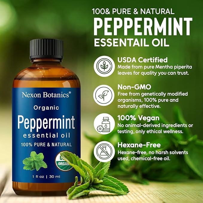 Organic Peppermint Essential Oil 30 ml - 100% Pure & Natural - Hexane Free