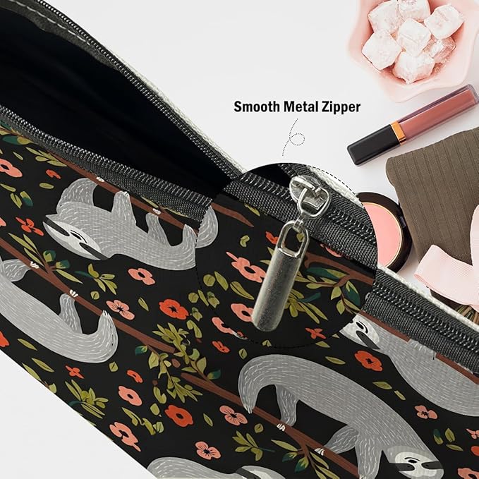 XFN Sloth Gifts Makeup Bag, Sloth Stuff Cosmetic Bag Travel Pouch, Sloths Lovers Gifts for Women Girls Daughter Sisters Coworker Best Friend Friendship Graduation Birthday