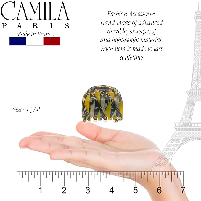 Camila Paris CP3270 French Small Hair Clips for Women, 1.75" Small Claw Clip Fashion Styling Mini Hair Clip Accessories for Women, Strong Hold No Slip Grip Cute Claw Clips, Made in France