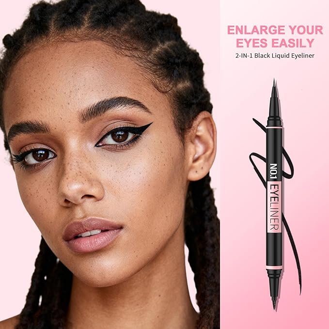 iMethod Liquid Eyeliner, 2-in-1 Dual-Ended Waterproof Eyeliner, Black